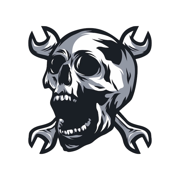 Ghost rider skull road biker vector mascot illustration