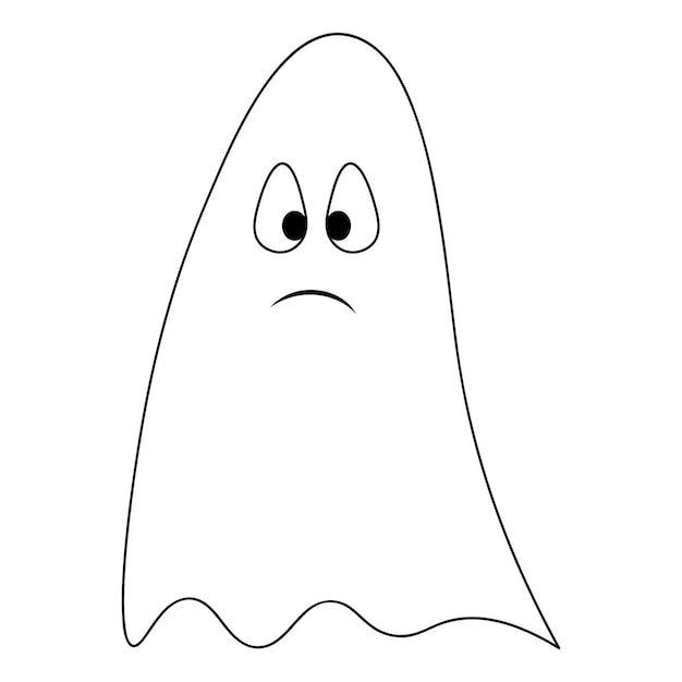 Ghost Sketch Surprised facial expression Spirit with wide eyes in doodle style