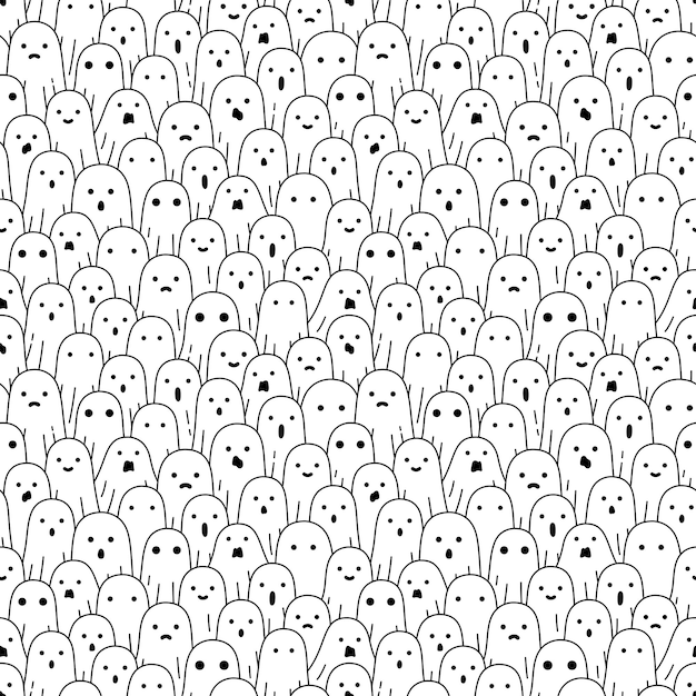 ghost spooky seamless pattern halloween cartoon