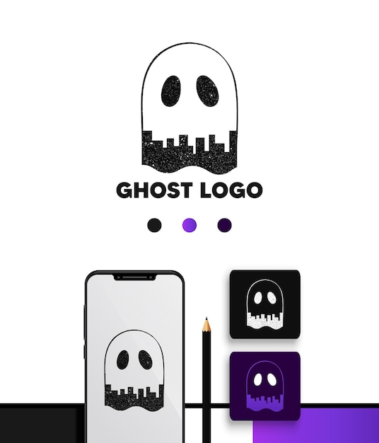 ghost town negative space logo concept template pack