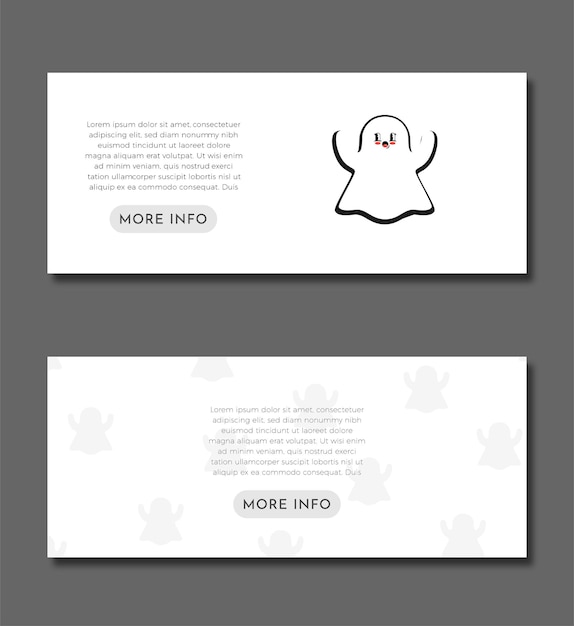 Ghost Trendy Cartoon Banner Set Design Template