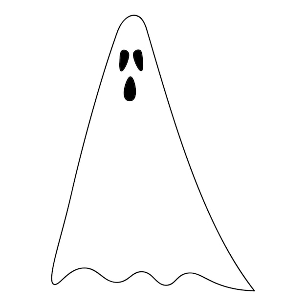 A ghost with outstretched eyes screams Sketch Creepy spirit in doodle style White linen suit