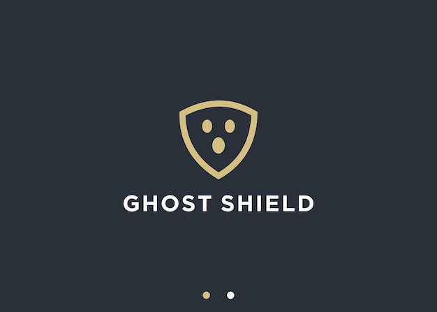 Vector ghost with shield logo design vector silhouette illustration