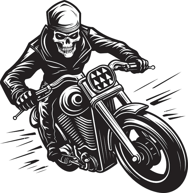 Vector ghostly glide vector logo of motorbike rider with skull skull velocity skull motorbike rider icon g