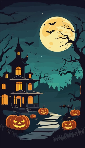 Ghostly Haunted House Vector for Halloween