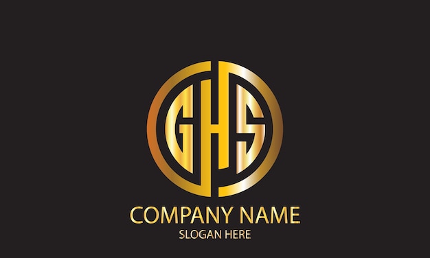 GHS Logo Design . golden colour and Black Background .