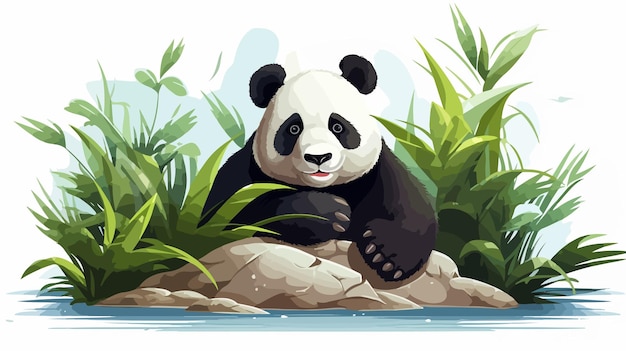 Vector giant panda cartoon vector illustration