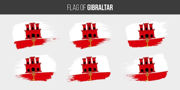 Gibraltar flags Brush stroke grunge vector illustration flag of gibraltar isolated on white