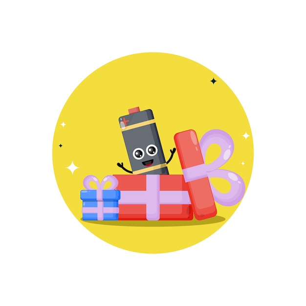 gift battery character cute logo