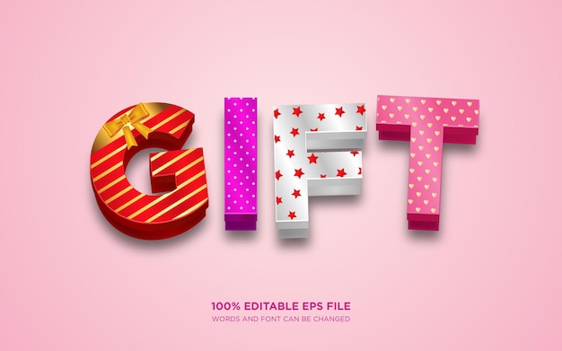 Gift Box 3D editable text style effect