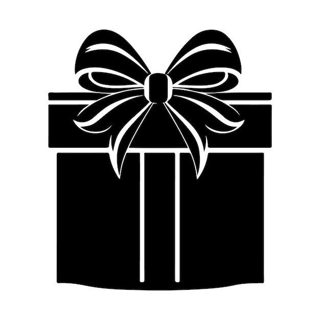 Gift box Black Silhouette vector