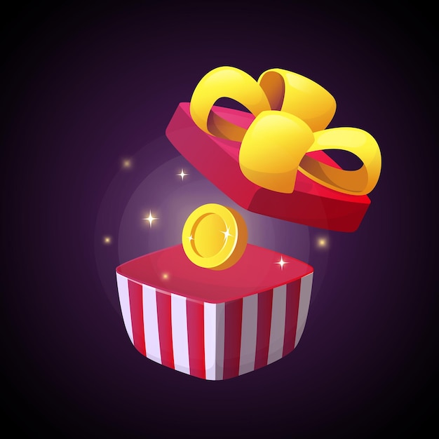 Gift box for game interfaces Award vector Receiving rewards in the game