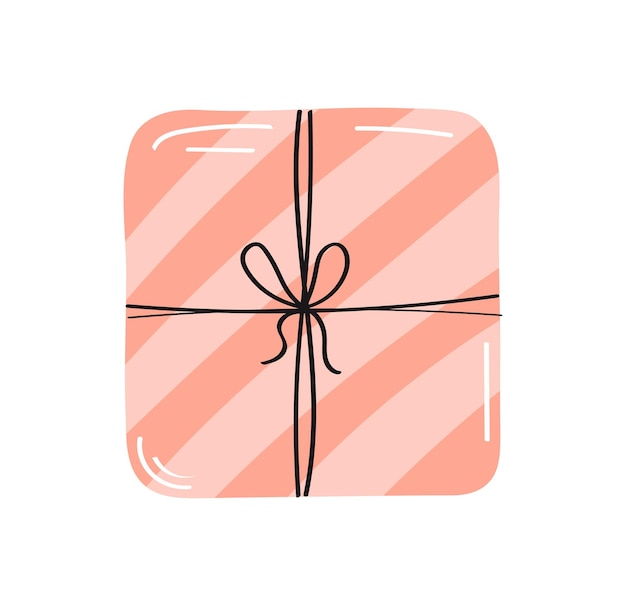 Gift box icon. Hand drawn gift box. Gift box in the drawn style. Vector illustration