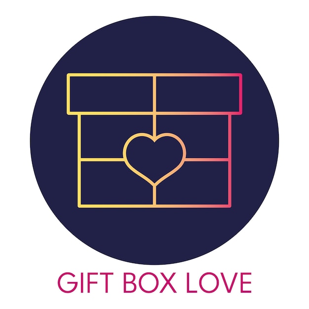 Gift box love gradient icon on round background