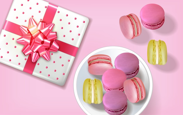 Vector gift box macaroons