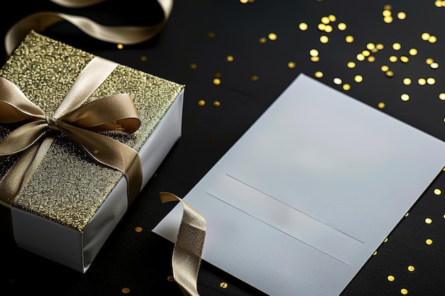 Vector gift box packaging with ribbon closeup