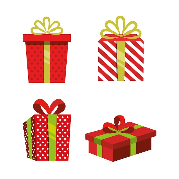 gift box presents set icons