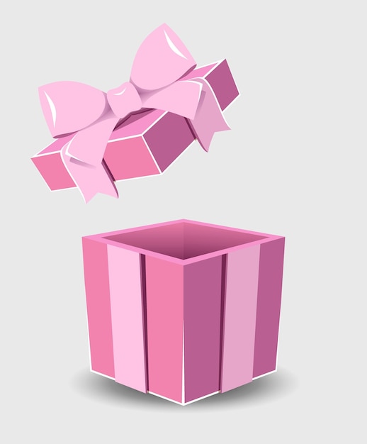 Gift box set with ribbon bow isolated on background Realistic vector icon for present birthday