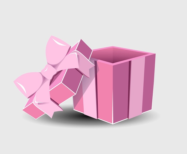 Gift box set with ribbon bow isolated on background Realistic vector icon for present