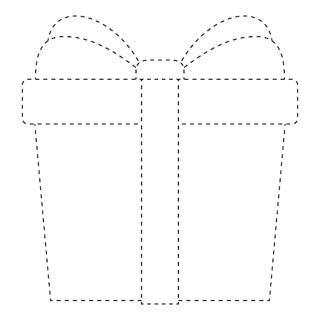 Gift box tracing worksheet for kids