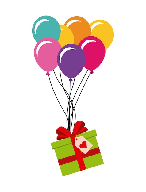 gift box with colorful balloons