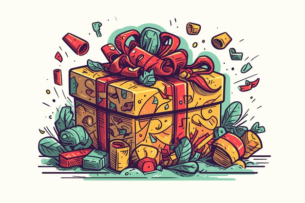 A gift box with a ribbon on it vector illustration