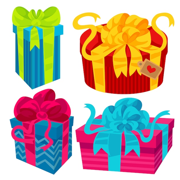 Gift box with ribbons and bows, a beautiful gift wrap. 