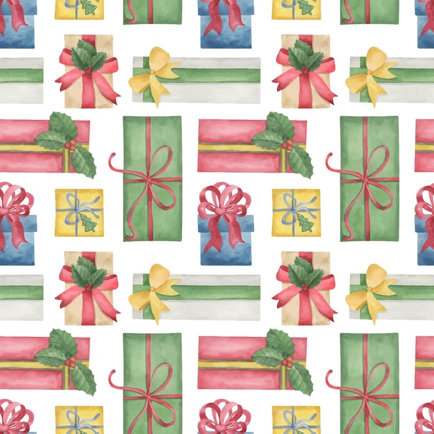 Gift boxes seamless pattern Christmas boxes background Waterco