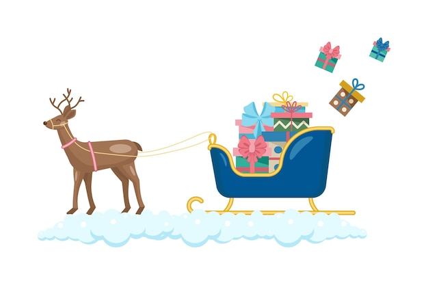 Gift boxes on a sled with a deer