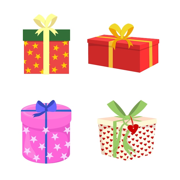 Gift Boxes with Ribbons Round and Cube shape gifts