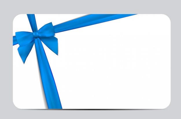 Gift Card with Blue Ribbon and Bow.  illustration