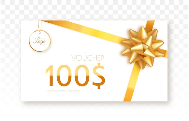 Gift card with gold ribbon and bow