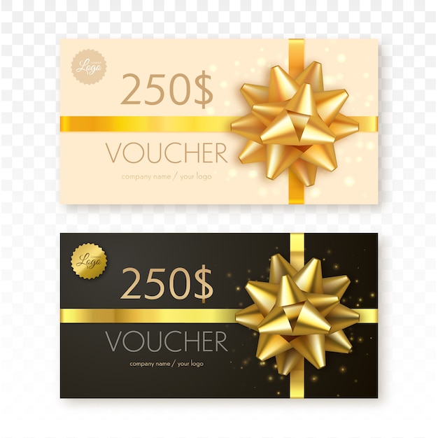 Gift card with gold ribbon and bow