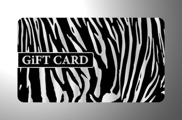 Gift card with silver tiger print on black background Royal template for luxe design