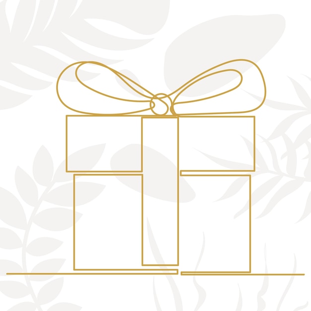 Gift continuous line drawing vector sketch