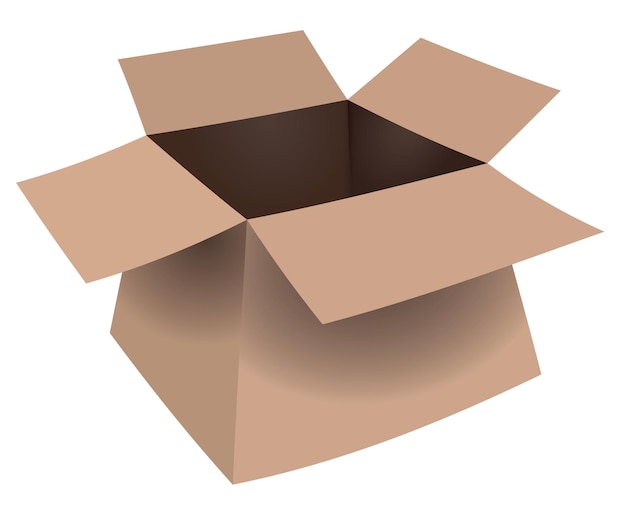 Gift and delivering concept Empty bent carton brown box Vector