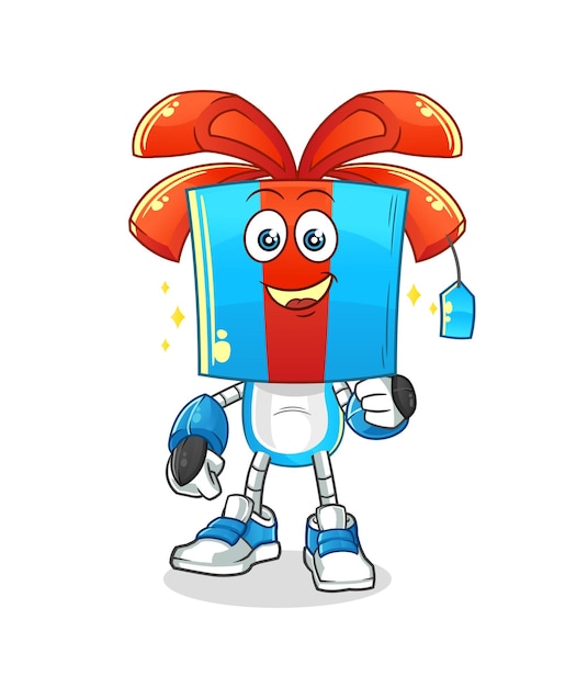 Gift head cartoon robot character cartoon mascot vector