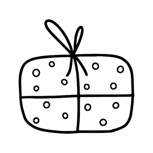 Gift for holiday Box with bow Packing paper Vector doodle illustration