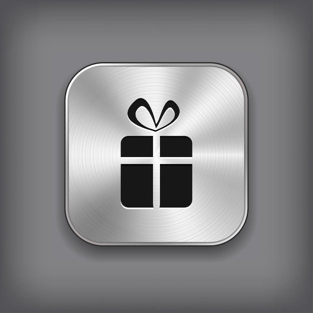 Gift icon vector metal app button