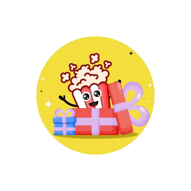 gift popcorn character cute logo