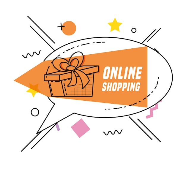 gift present with shopping online concept