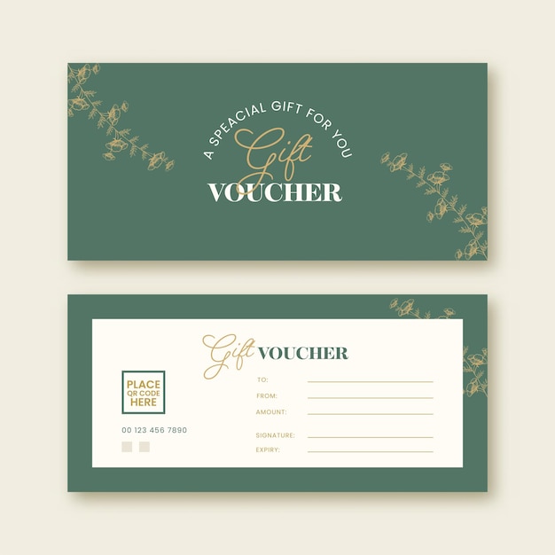 Gift Voucher Banner Or Header Design With DoubleSide In Teal Green And White Color