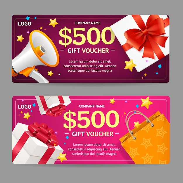 Gift Voucher Card Set Vector