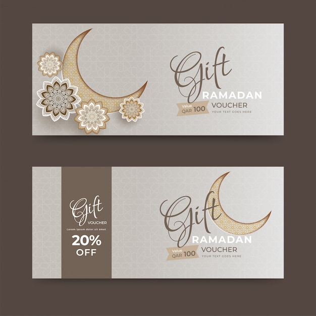 Gift Voucher or coupon layout collection with crescent moon and