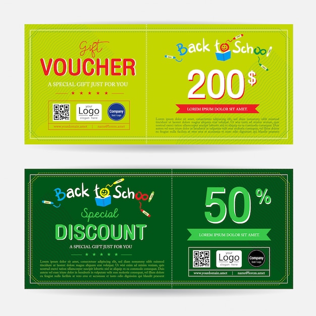 Gift voucher or gift coupon for back to school season