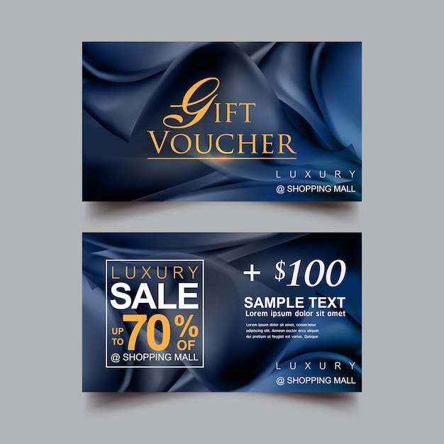 Gift Voucher Luxury Blue Background Vector Template