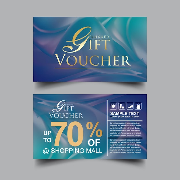 Gift Voucher Luxury Blue Background Vector Template