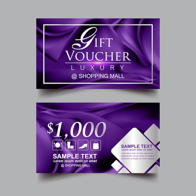 Gift Voucher Luxury Purple Background Vector Template