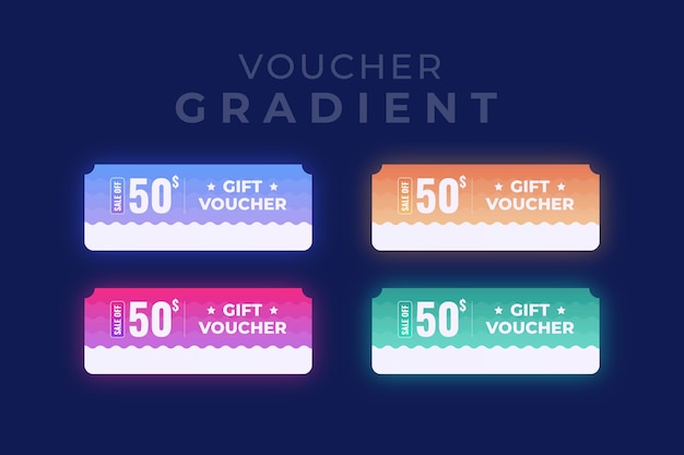 Gift voucher set gradient color coupon vector