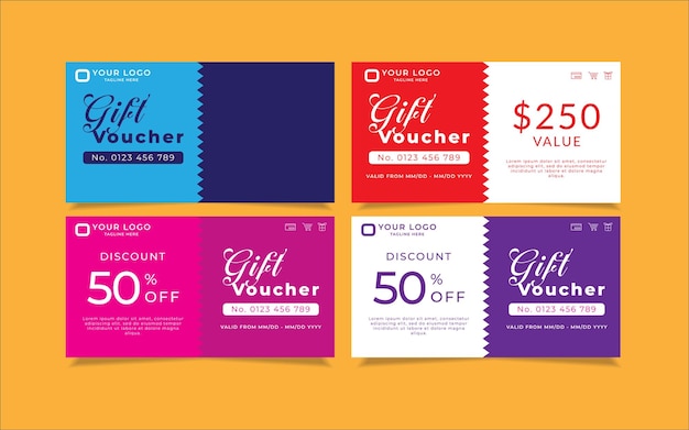 Gift Voucher Set Template Design for promotion. Premium Vector